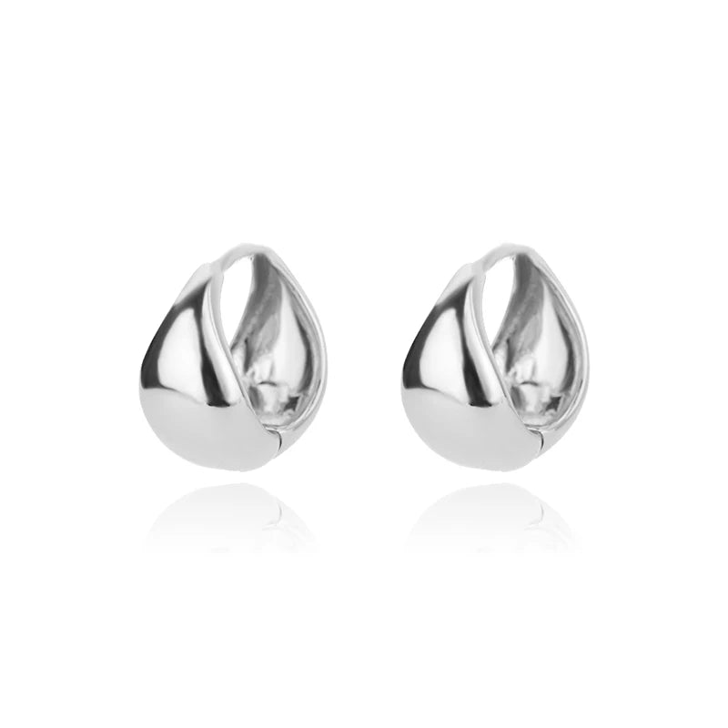 Chunky Flat Small Circle Hoop Earrings For Women Charm Sliver Color Stainless Steel Geometric Earrings Minimalist Jewelry