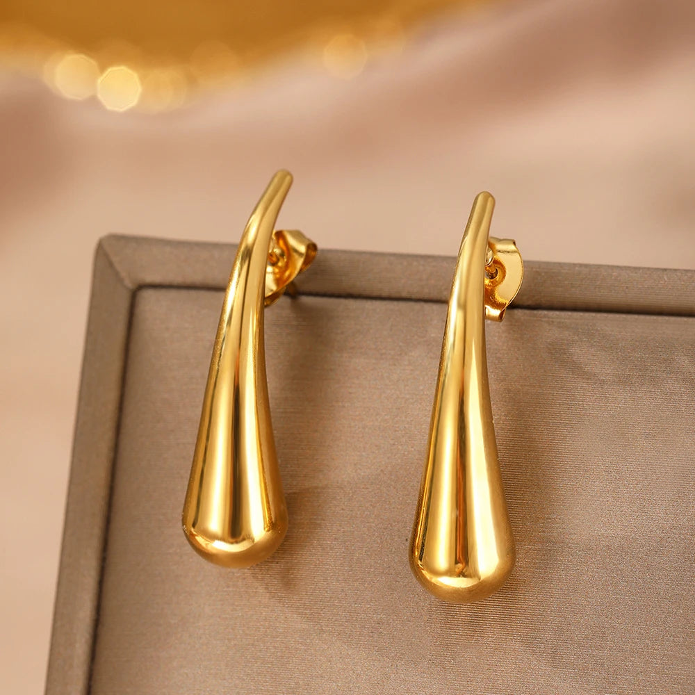 Stainless steel earrings water drop models irregular earrings women's versatile fashion fashion jewelry commuter accessories