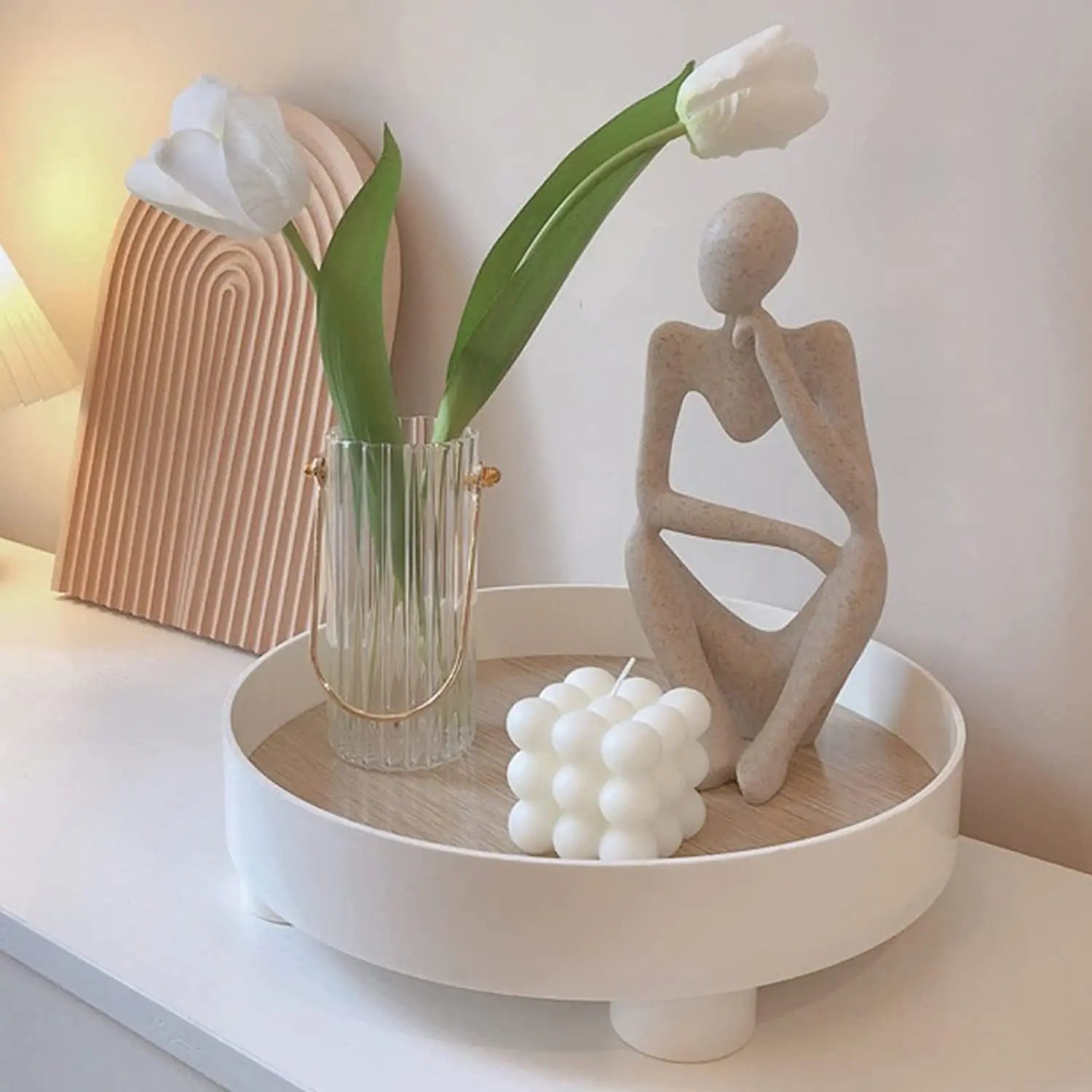 Modern Style Home Living Room Dining Table Decoration Thinker Sandstone Resin Statue Ornaments Housewarming Gift